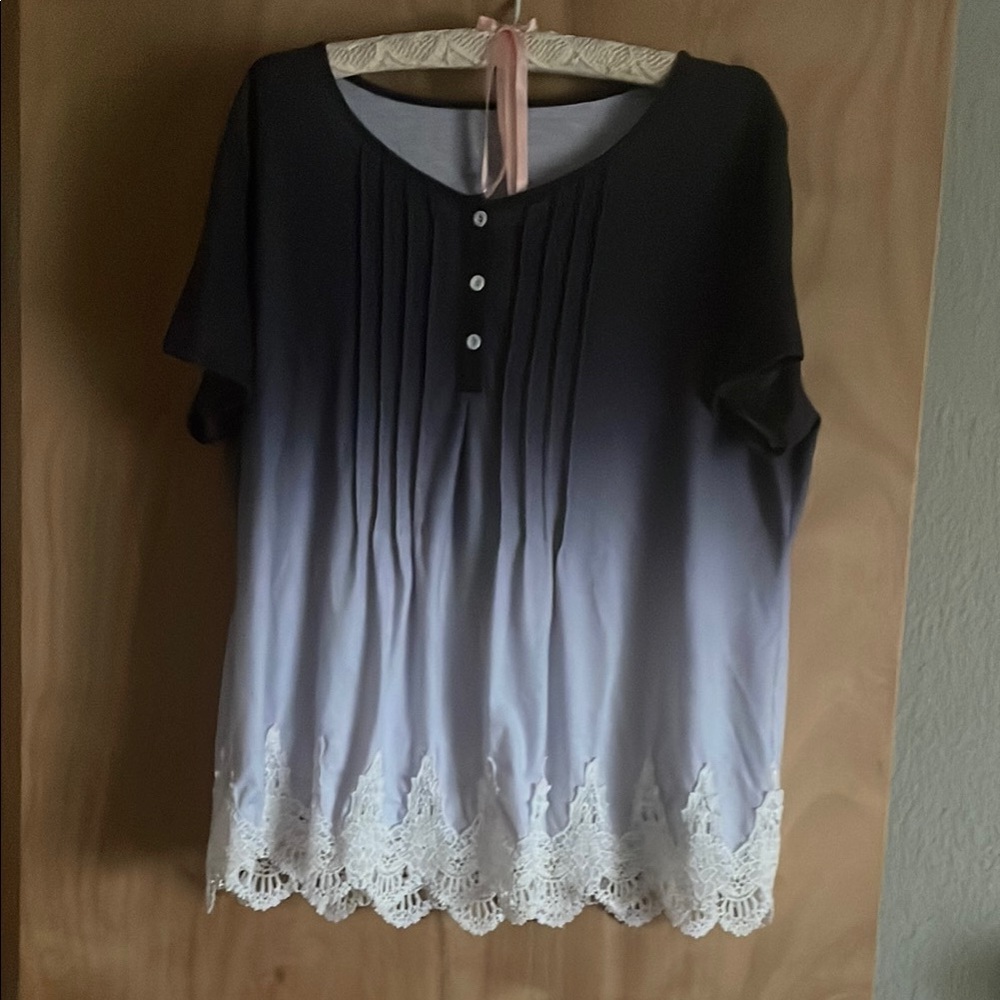 Elegant dark blue and white Women's  Top